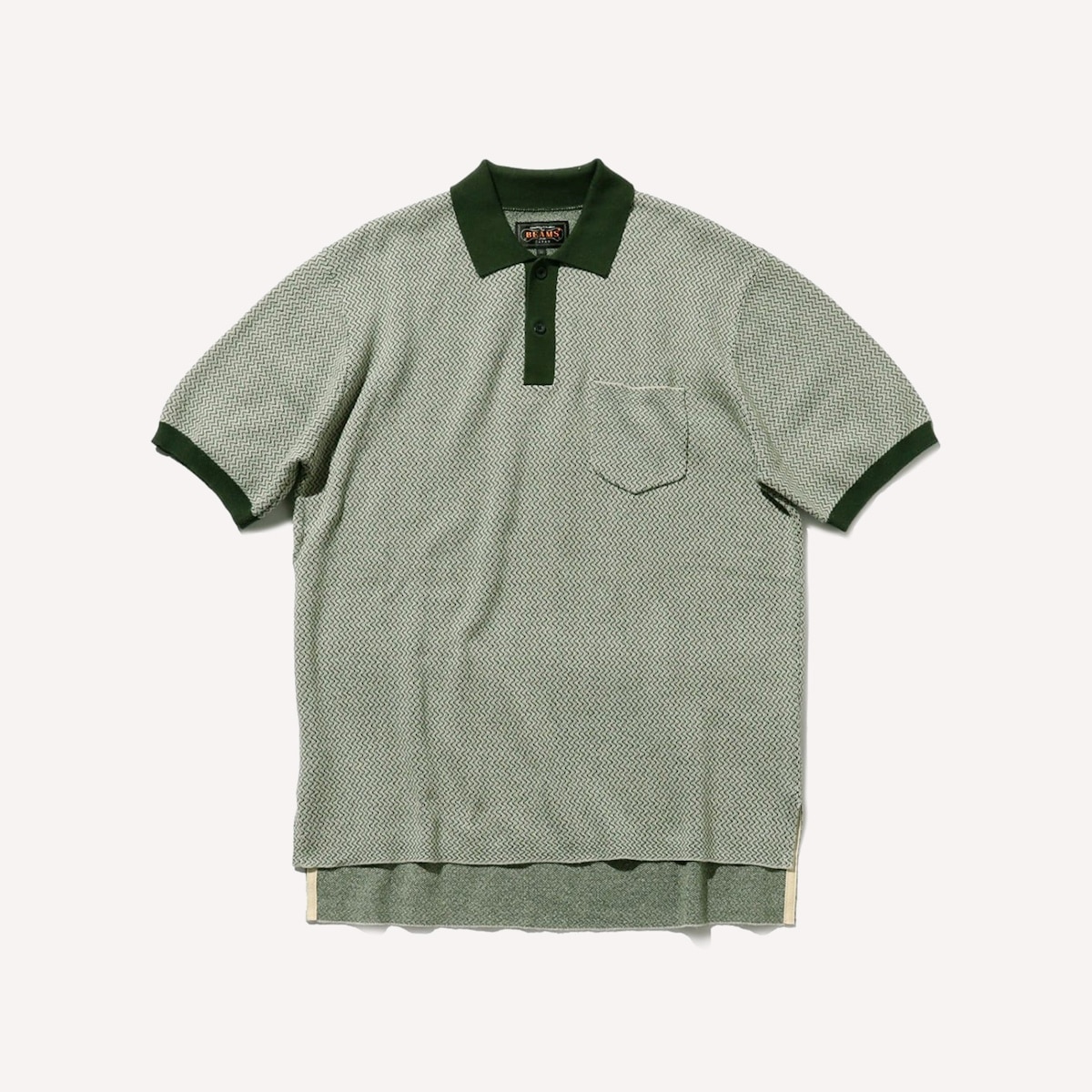 BEAMS Plus Knit Polo 2Tone Jacquard Shirt