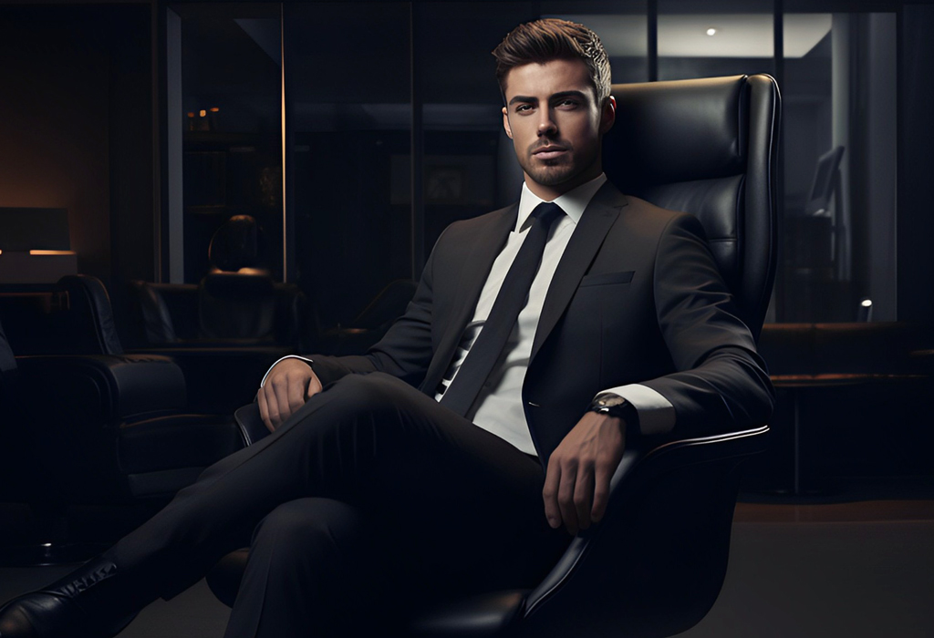 man in suit sitting in Leg-Over-Leg Cross Position