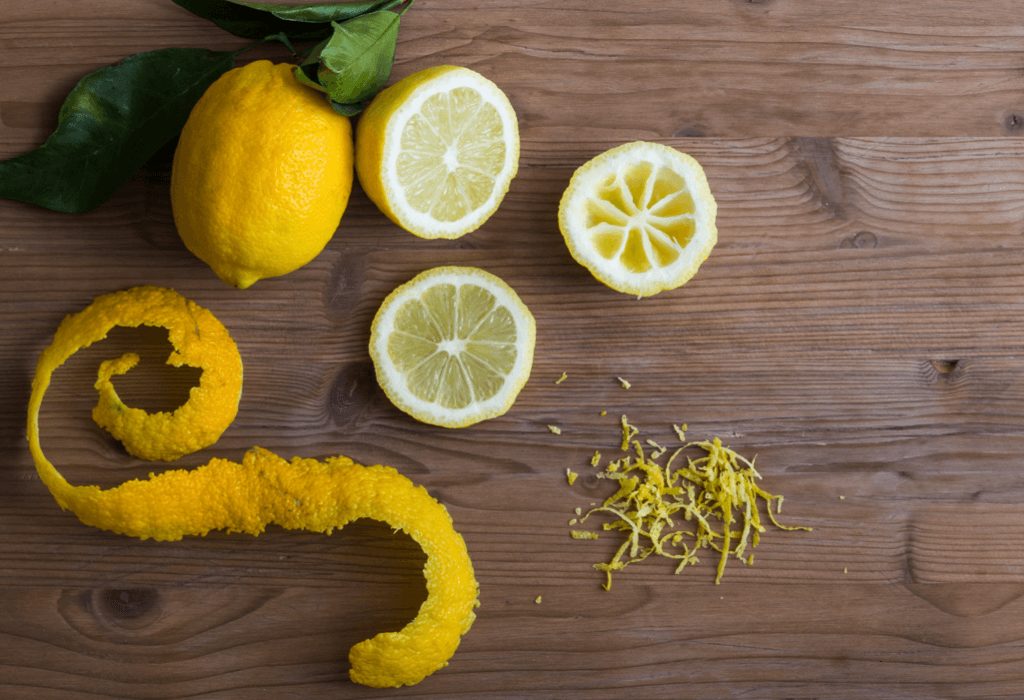 Lemon peel on table