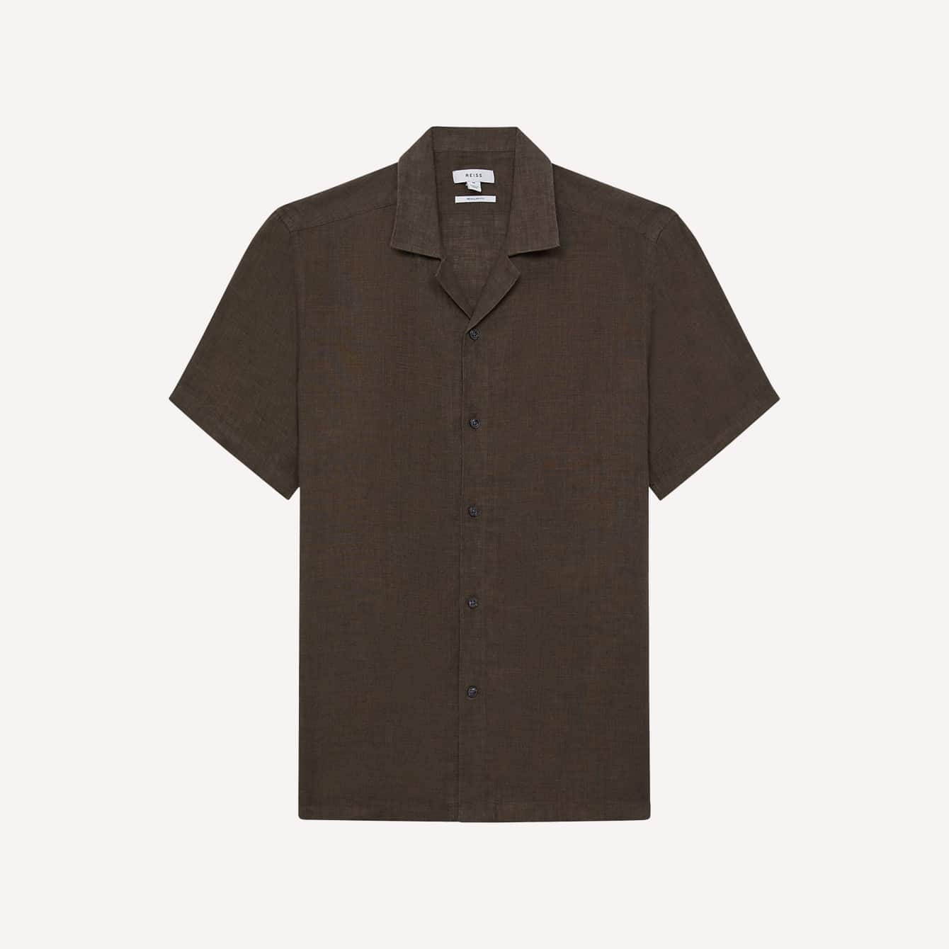 Рубашка Reiss Rufus Regular Fit Linen Cuban Collar Shirt