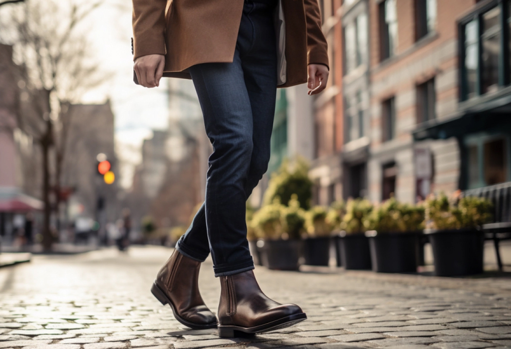 chelsea boots and dark denims are stylish men's accessories