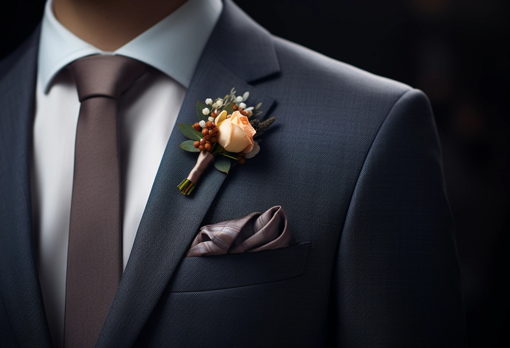 man wearing pocket square and boutonniere