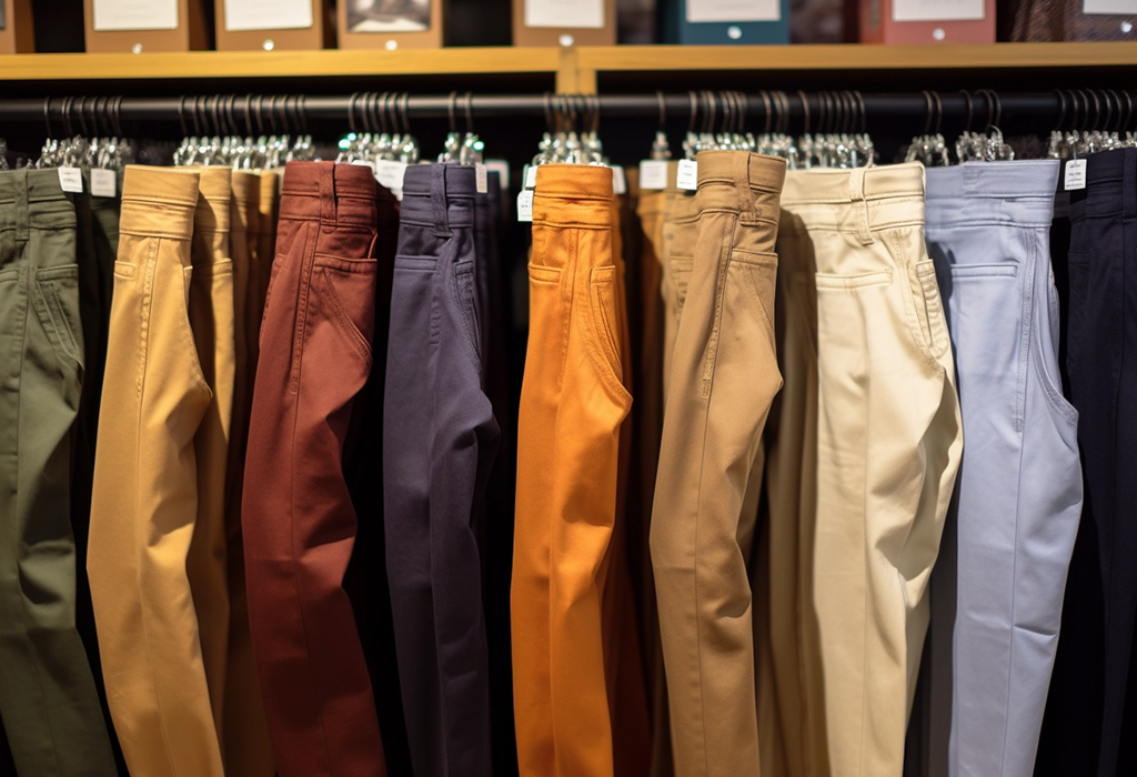 chino pants on rack