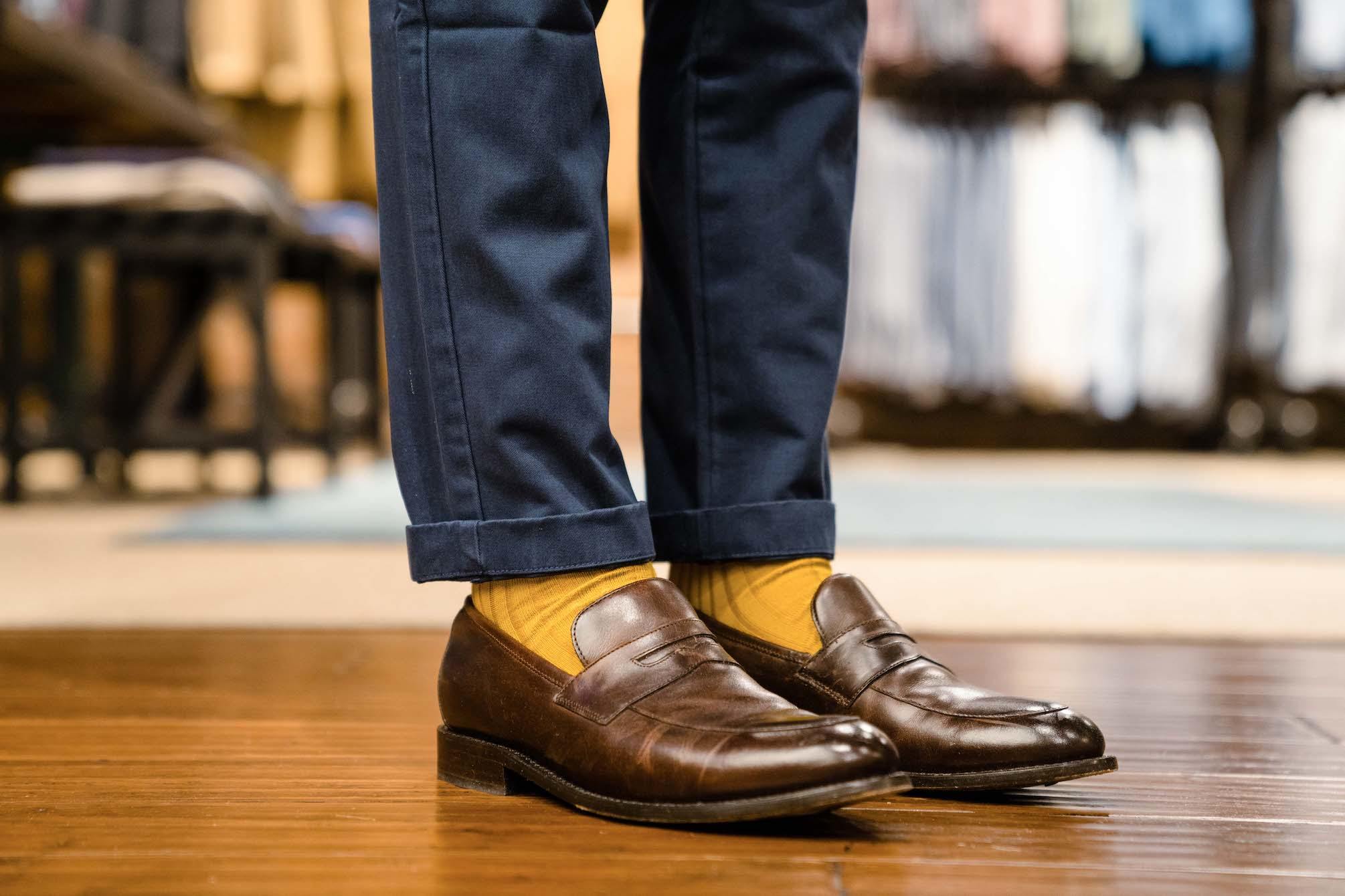 Cuffed chinos with loafers