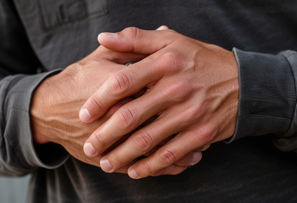 man's hands with well groomed nails