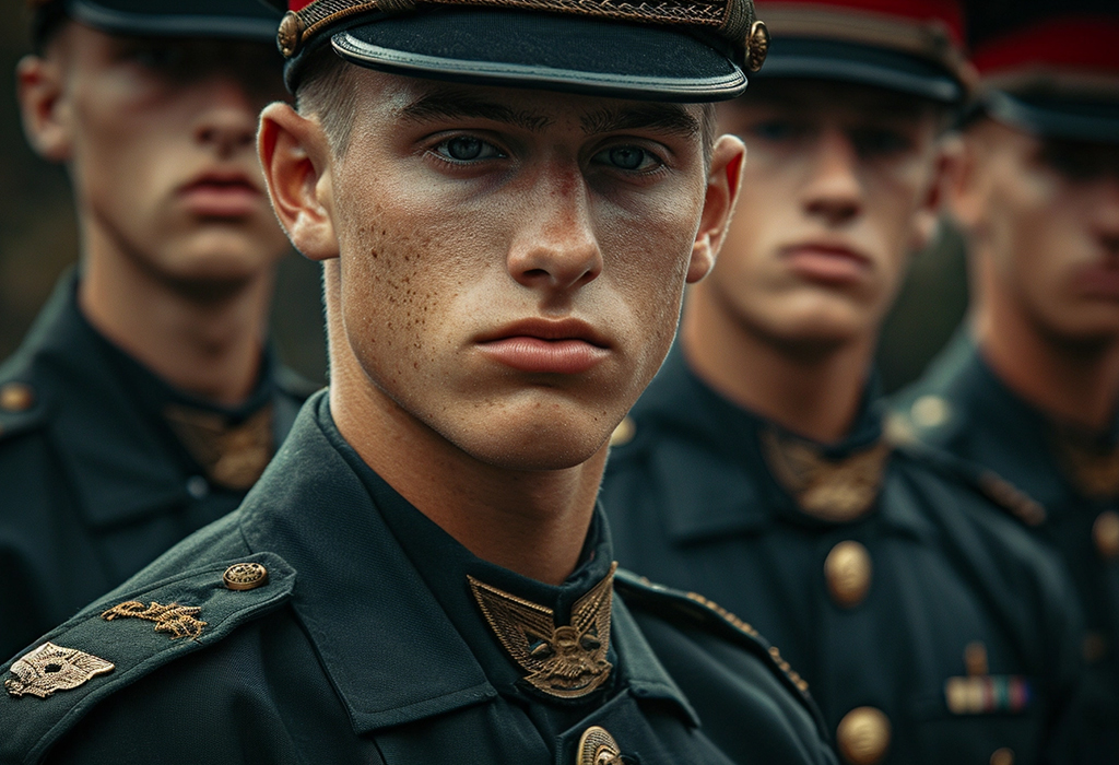 beardless soldiers in uniform