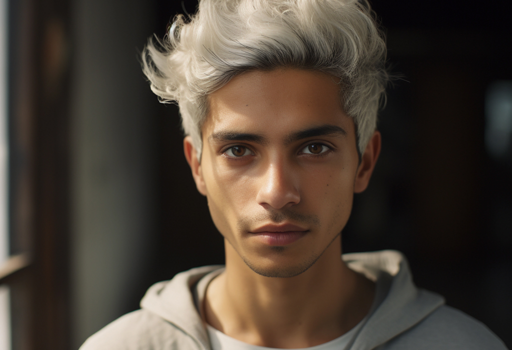 young man with colored hair
