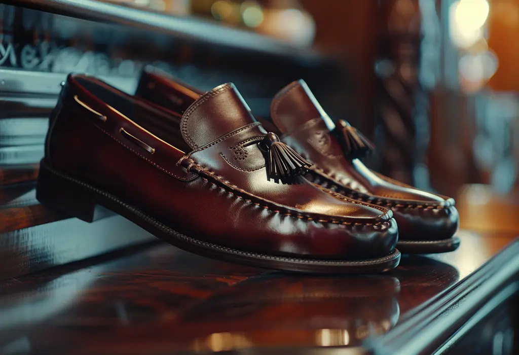 oxblood leather tassel loafers