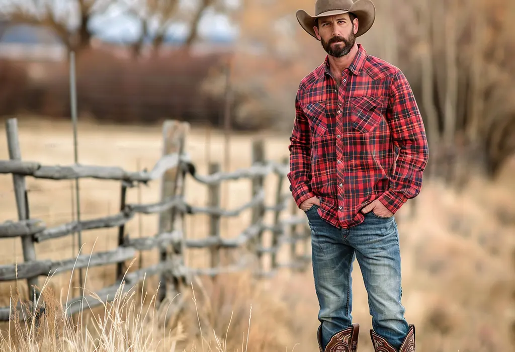 man wearing a flannel shirt with jeans 