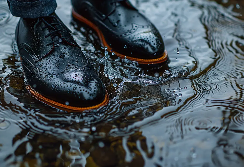 oxford shoes under the rain