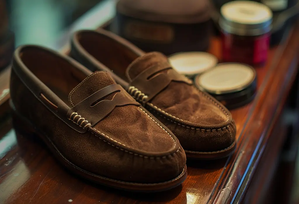 suede penny loafers