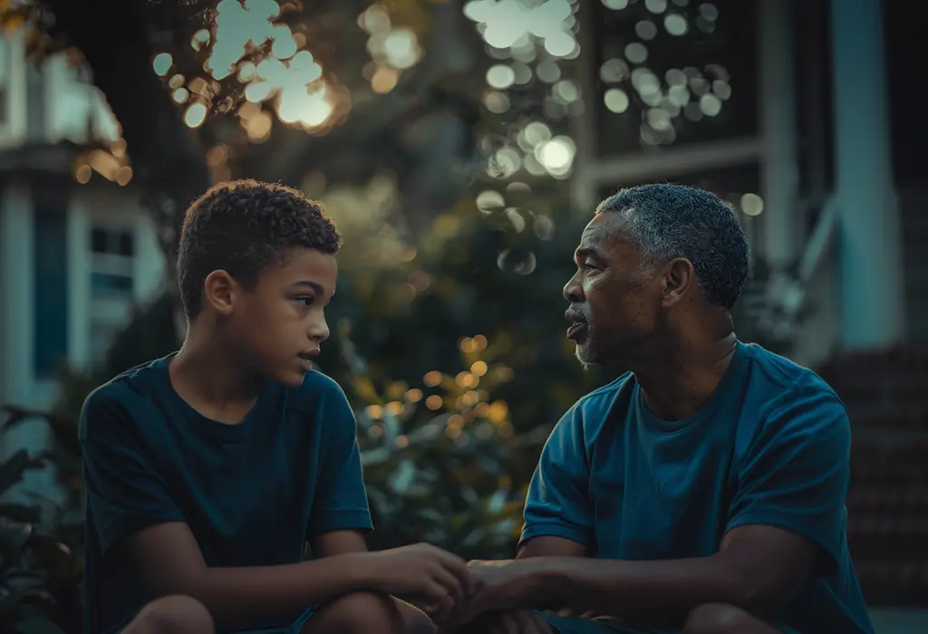 son and father are speaking