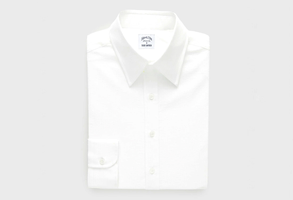 Hamilton + Todd Snyder Seersucker Long Point Collar Shirt in White by Todd Snyder