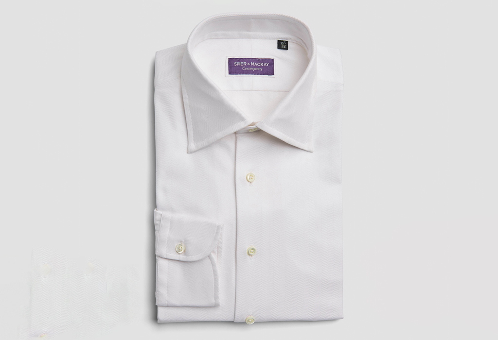 White Herringbone Dress Shirt by Spier and Mackay