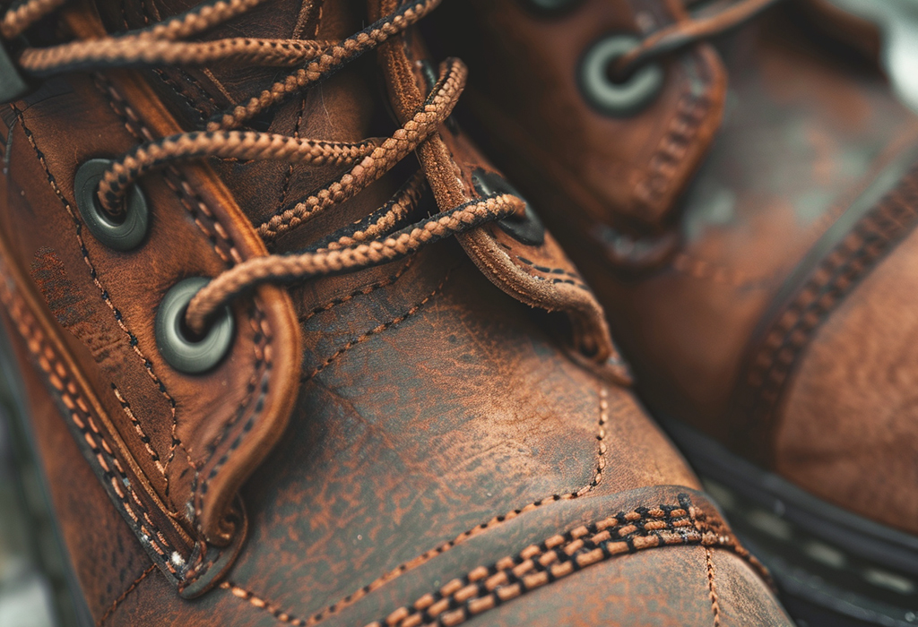 paracord shoe laces on leather boot