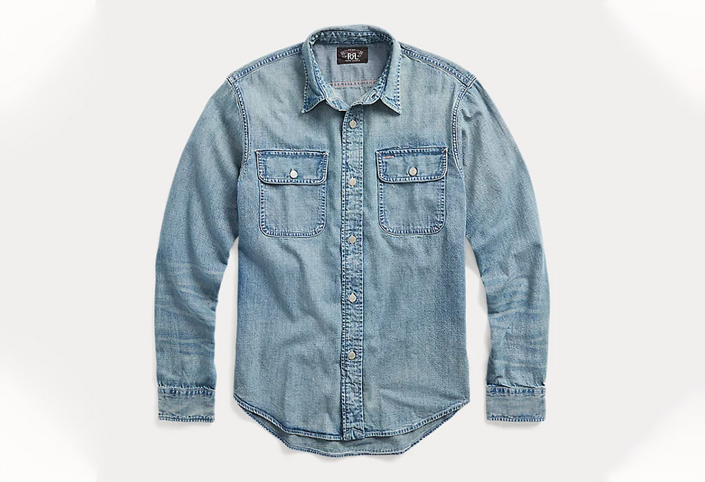 Premium Denim Shirt: Indigo Denim Workshirt by RRL