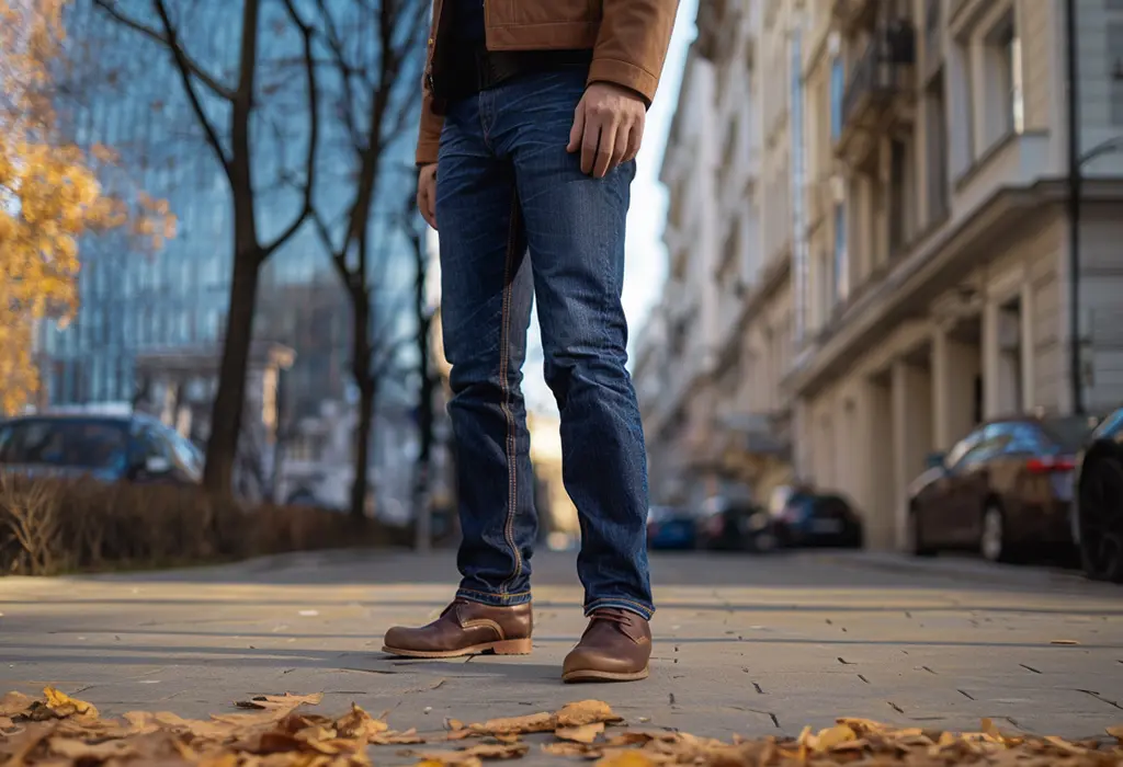 dark wash classic fit jeans