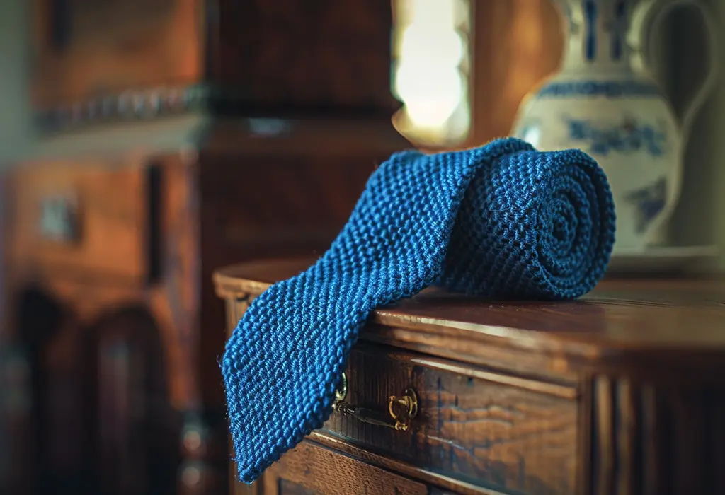 blue knit tie