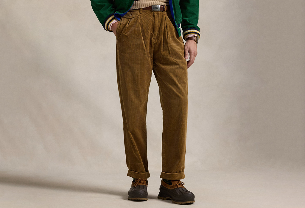 Double-Pleated Corduroy Pants