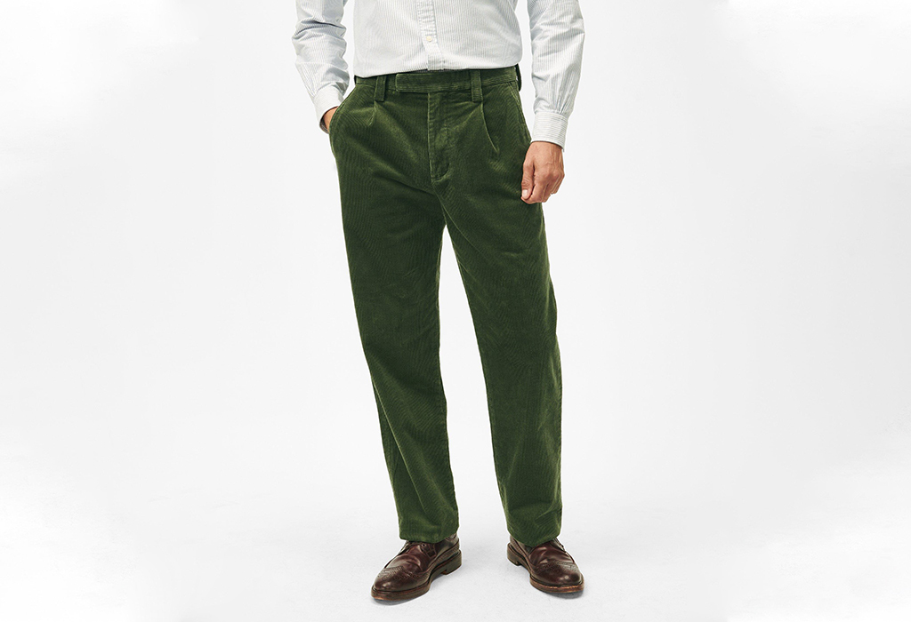 Pleated Wide-Wale Corduroy Pants