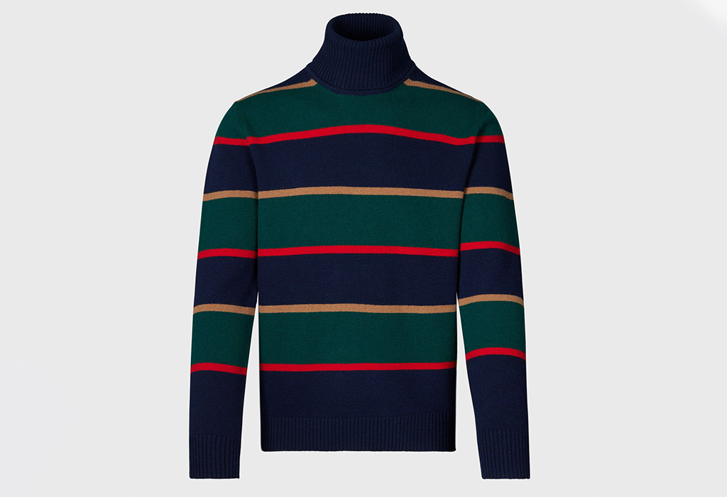 Wool Regimental Stripe Turtleneck 