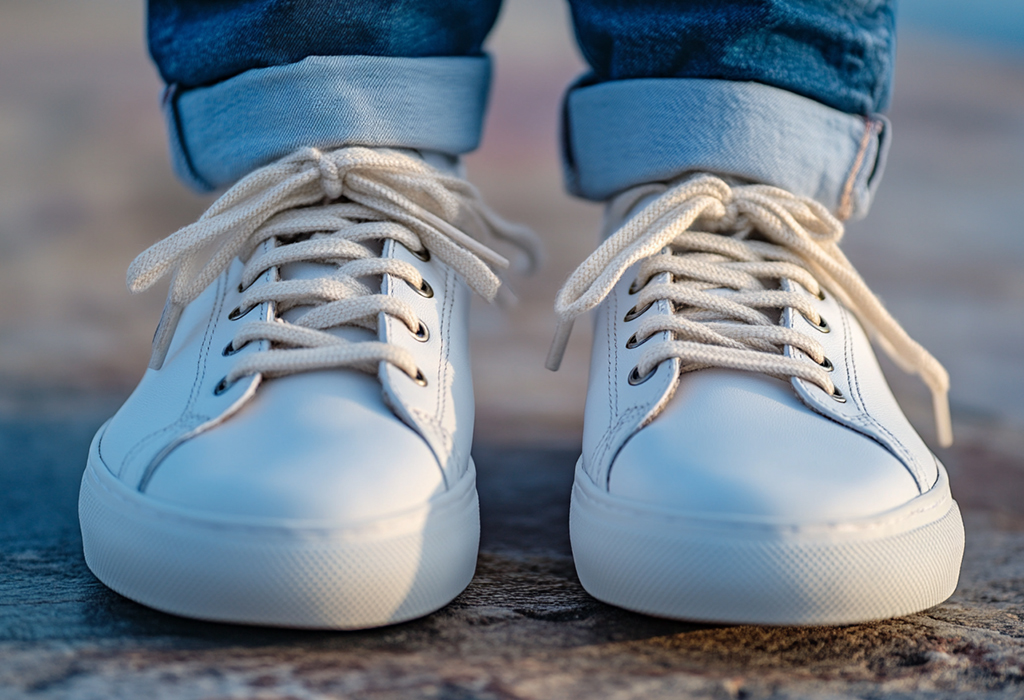 cotton shoe laces on sneakers