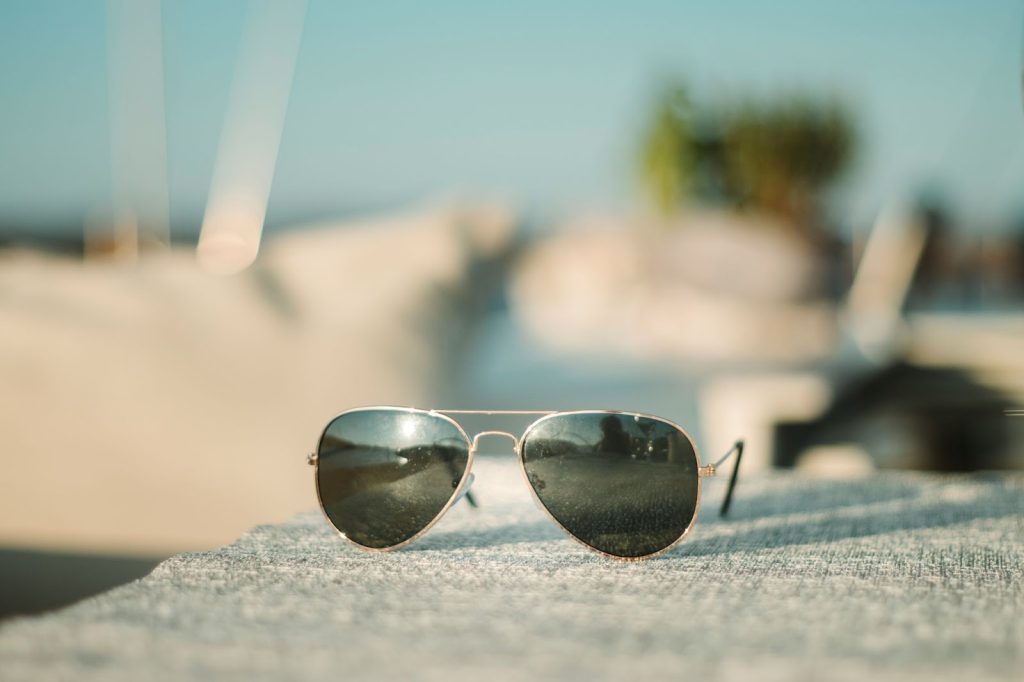 A picture of aviator sunglasses.