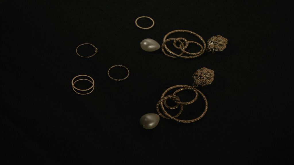 A group of accessories on a black background