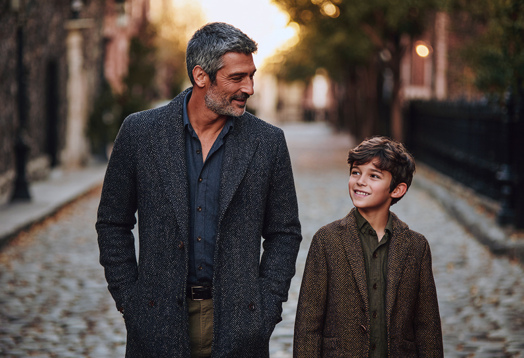 father walking with son