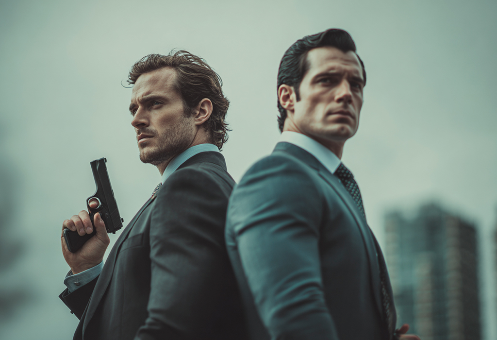 Aaron Taylor-Johnson and Henry Cavill as James Bond