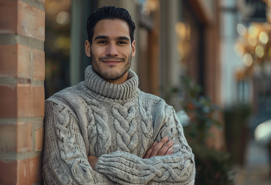 confident man in Fisherman Sweater