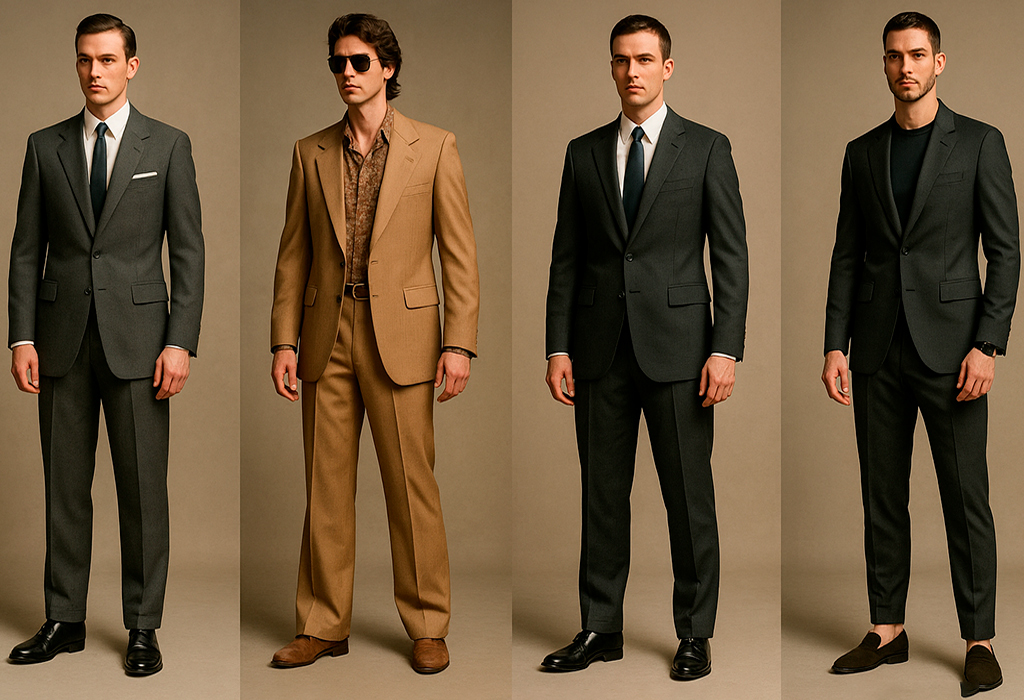 Four men in timeless well-fitted classic suits