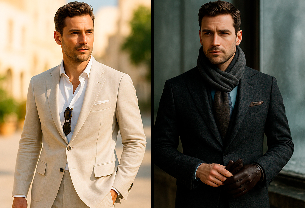 Summer linen suit compared with winter wool suit