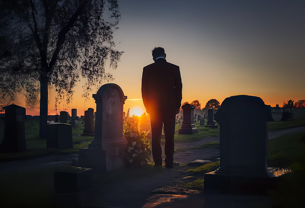 man at cemetery