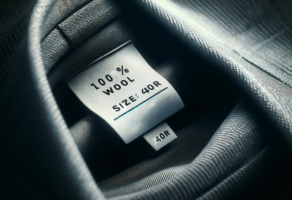 clothes tag with size and material